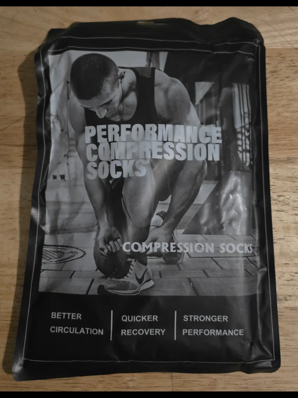 Compression Performance Athletic Socks - Black & Beige (2 pair)